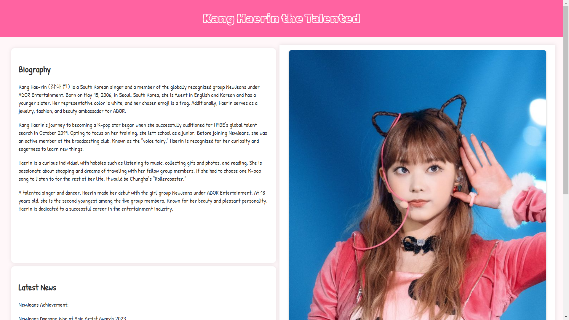 Kang Haerin Fan Website